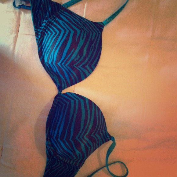 Blue tiger print victoria secret pink bra