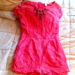Super cute Pink Lace Romper from Forever 21. L