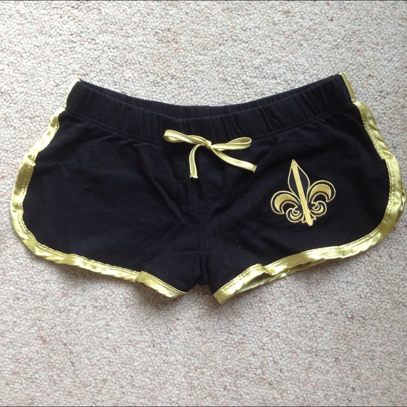Gold trimmed saints shorts