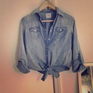 Tie front chambray shirt
