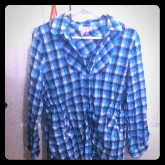 Blue plaid cotton shirt