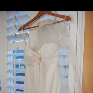 David's bridal strapless chiffon gown