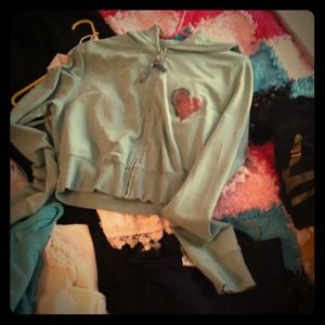 Nikki Hilton. Chick Kitson. Sea green 1/2 hoodie