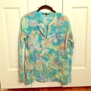 Lucky Brand tie dye embroidered tunic
