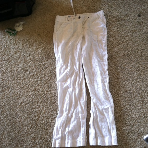 White linen pants
