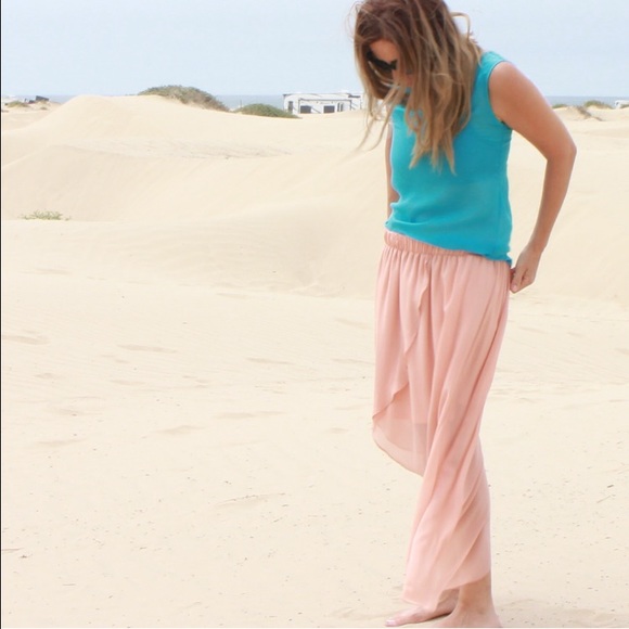 SOLD Peach Maxi skirt | chiffon tulip long skirt | - Picture 3 of 4