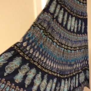 Blue and turquoise print maxi swingy full skirt