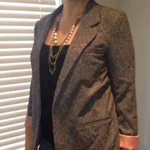 Tweed blazer and black jeggings