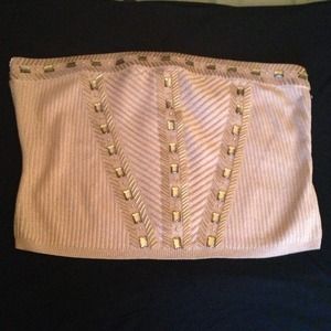 Peach bustier style crop top -Moda International