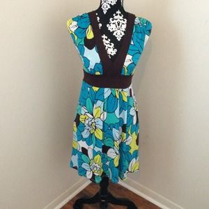 REDUCED! Cute blue/brown floral print dress!