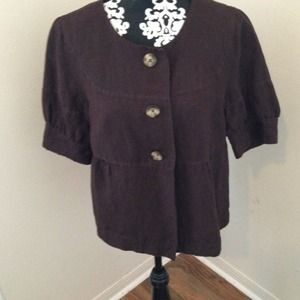REDUCED! Cute brown short sleeve button up jacket