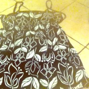 A black and white flowered print