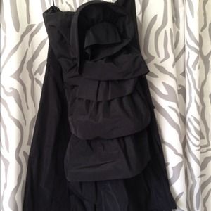 BCBG black dress with removable straps.