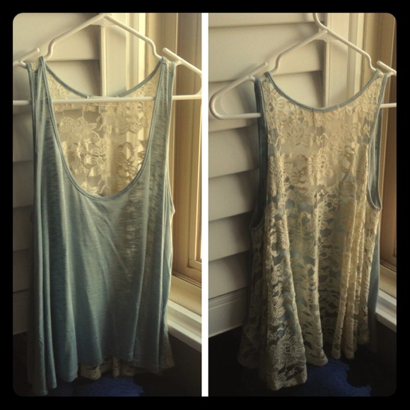 Lace and mint flowy tank