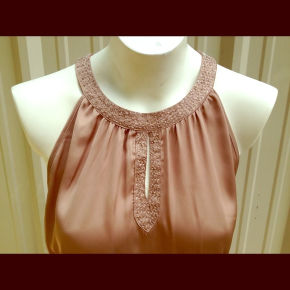 💜SOLD💜 Shiny Mocha Brown Sleeveless Blouse