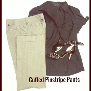 Cuffed Pinstripe Gray pants for work sz 8 Cuffed Pinstripe Gray pants for work sz 8