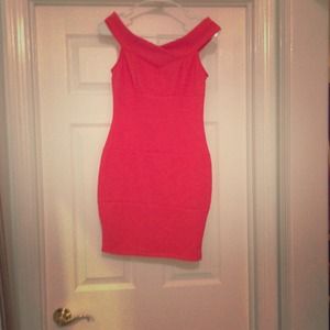 Hot coral dinner dress
