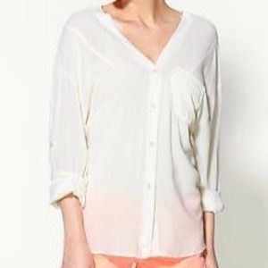 Brandy Melville White Blouse w/ Front Pocket OSFA