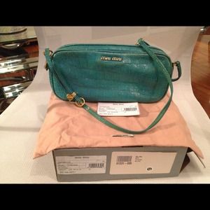Authentic Miu Miu small croc-print leather bag