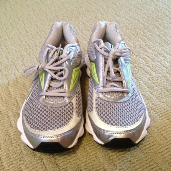 Gray and Green Reebok Running Shoes