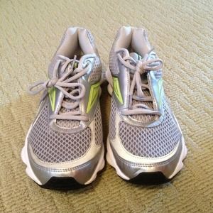 Gray and Green Reebok Running Shoes