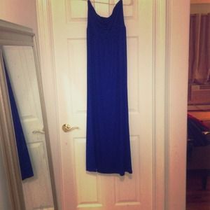 Long flowing strapless summer dress