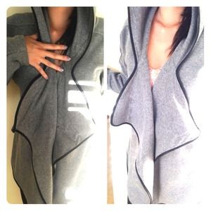 Hooded gray peacoat