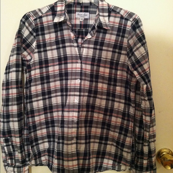 SOLD Steven Alan Reverse Seam Shirt Sz.M Plaid - Picture 1 of 4