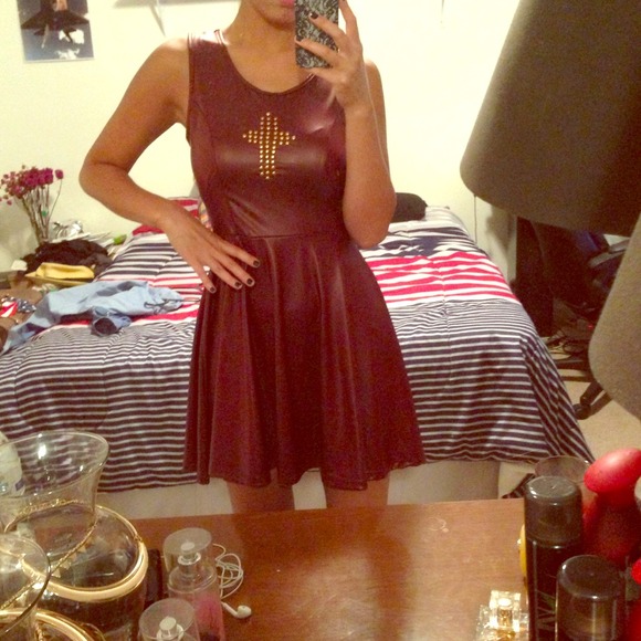 ❤️sold in bundle❤️Studded burgundy leather dress