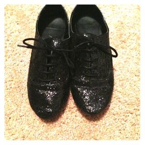 Black glitter oxfords