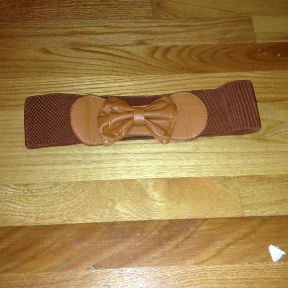 Tan leather bow belt