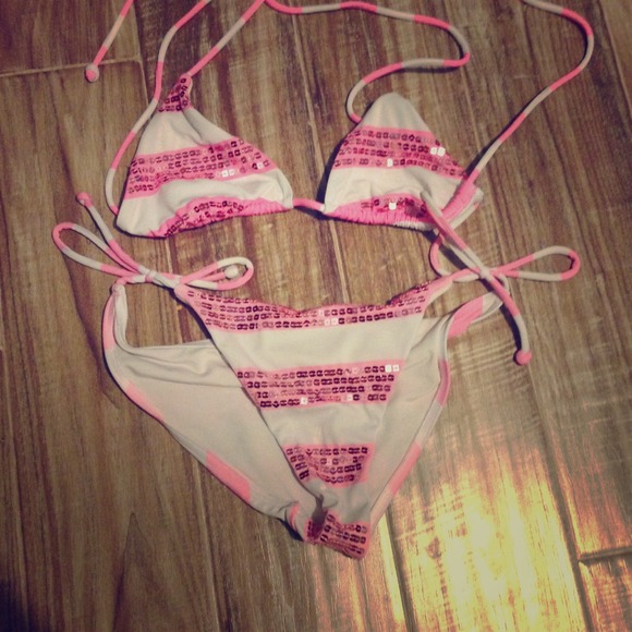 Pink and white sequined bikini (VS)