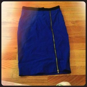 Blue high waist zipper skirt