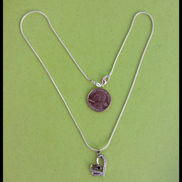 🌻925 Sterling Silver Amethyst Heart Necklace🌻 - Picture 2 of 2
