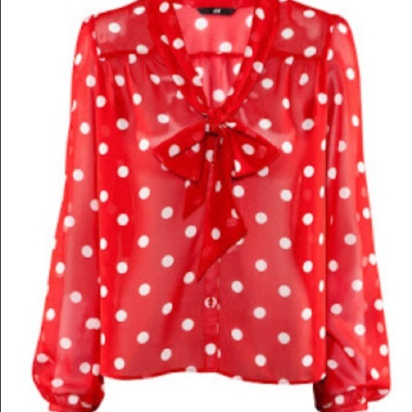 Chiffon red polka dot shirt