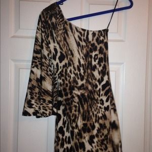 One shoulder body con cheetah dress