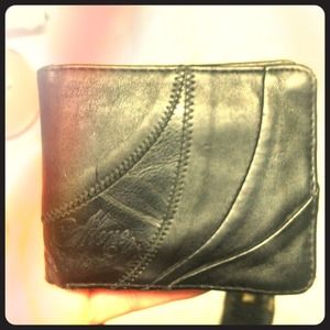 G by guess mens black leather wallet.