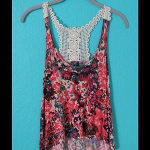 Floral & Crochet Racerback Tank Top