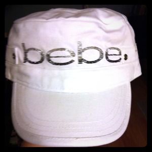 Bebe white hat with crystals! Never worn!