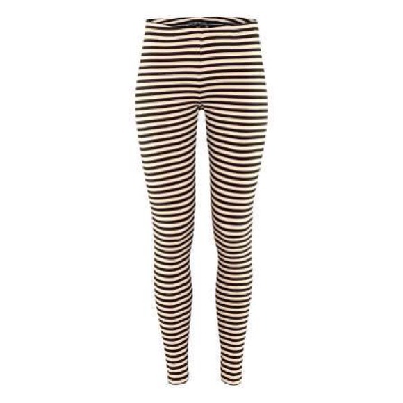 Beige and Black Strip Leggings