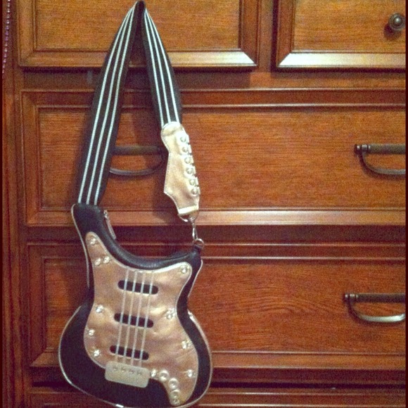Silver Metallic Guitar Purse