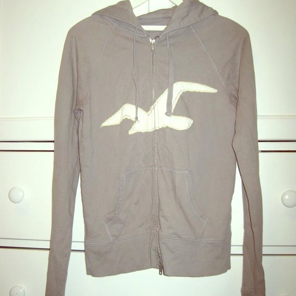 Light Grey Hollister Zip Up Jacket