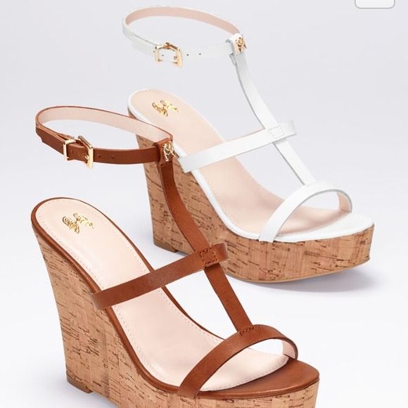 Victoria's Secret angel charm T strap wedge