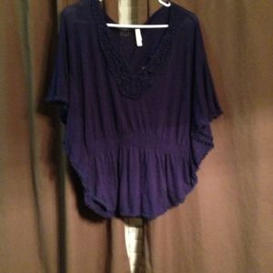 Navy Xhiliration Dolman sleeve top