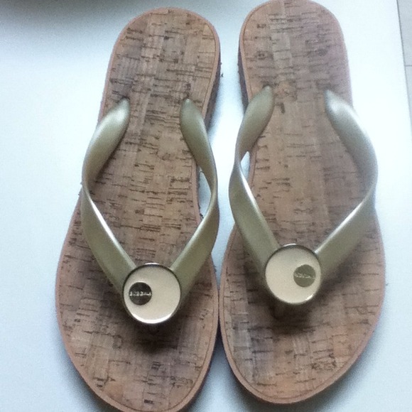 BCBG gold strap sandals size 8