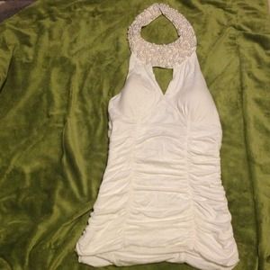 SOLD! White halter top with beads SOLD!