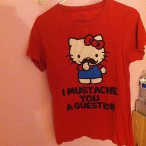 Hello kitty "I mustache you a question" shirt