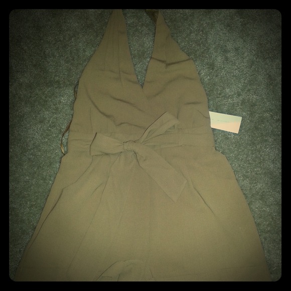 Carmel backless plunging v-neck romper.