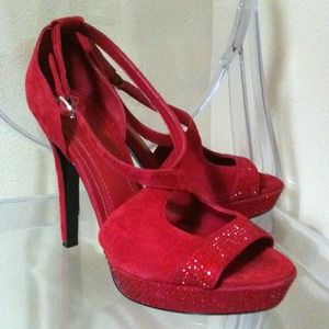 BCBGeneration Red Suede Platform Sandals in 38.5