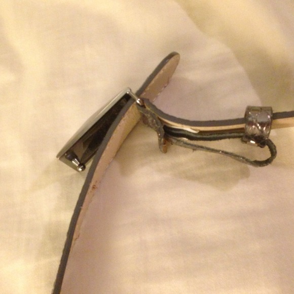 Pewter leather belt with rectangular buckle - Picture 3 of 4